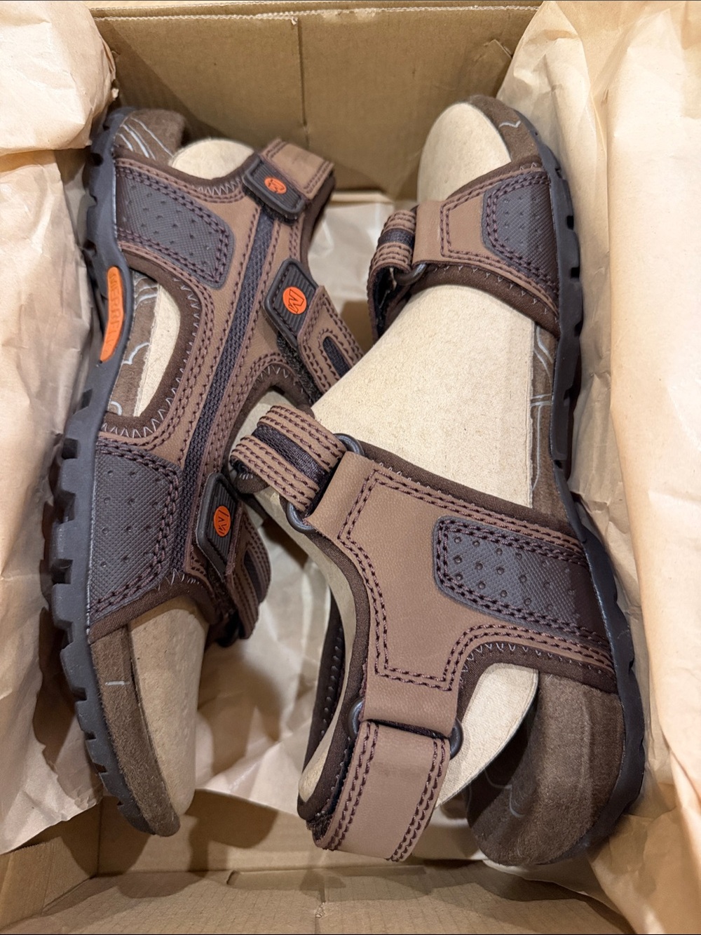 Merrell Men's Sandspur Oak Adjustable Sandals, Dark Earth, New - Picture 2 of 5